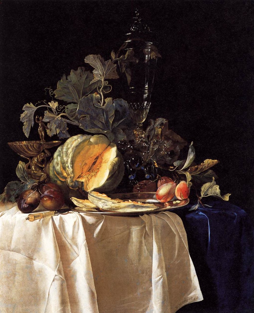 Stilleven met Fruit en Kristallen Vaas door Willem van Aelst