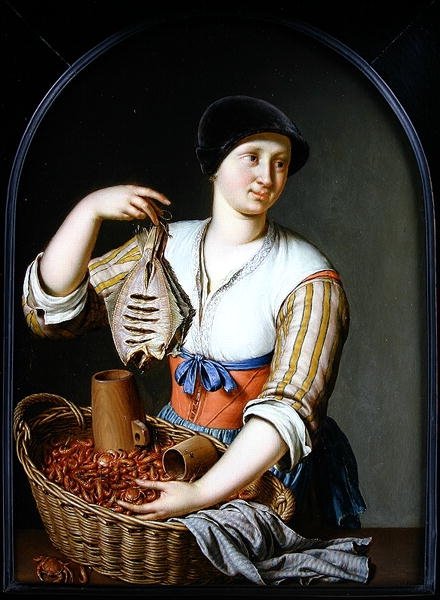 De Visvrouw, 1725 door Willem Van Mieris