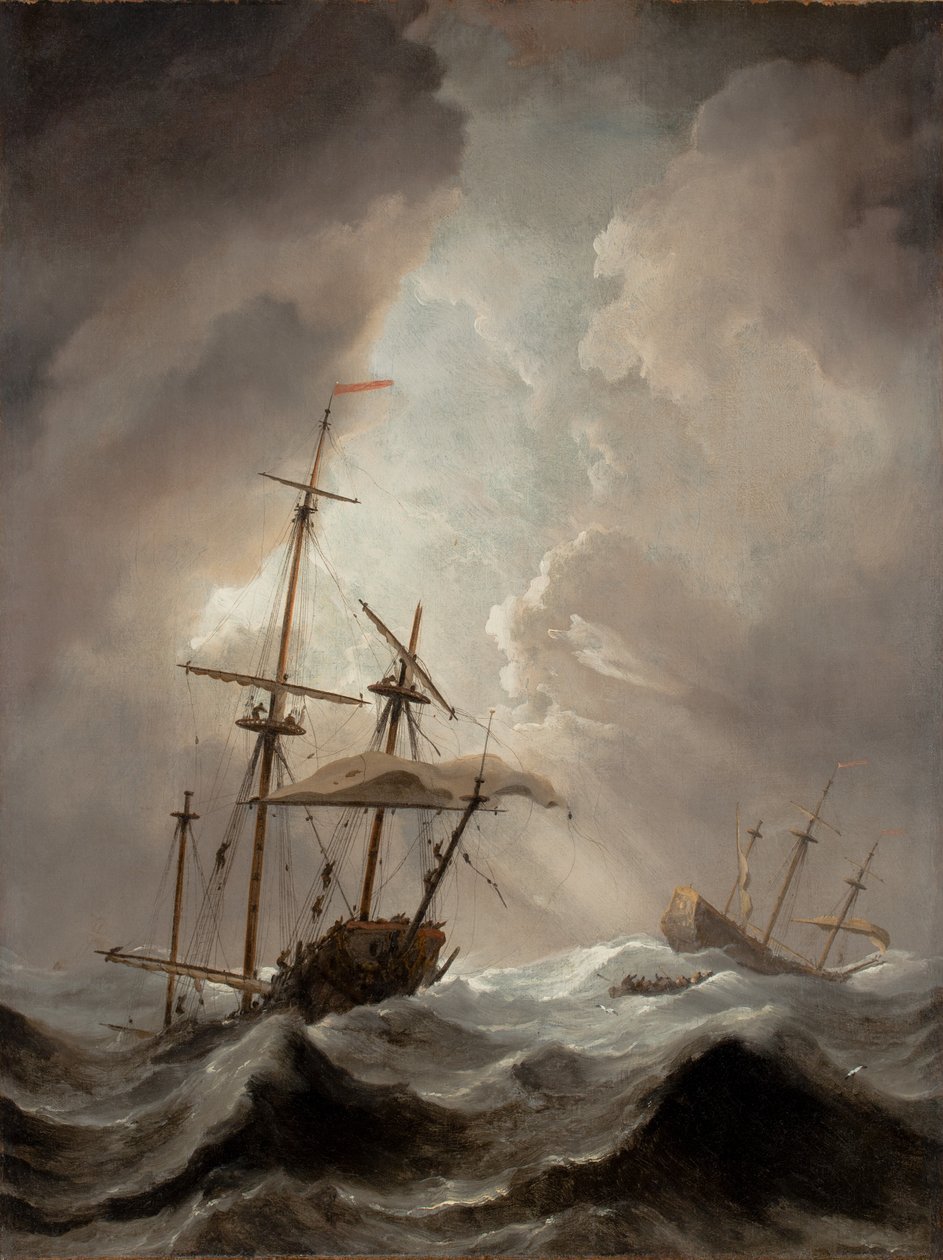 Storm op zee door Willem van de Velde