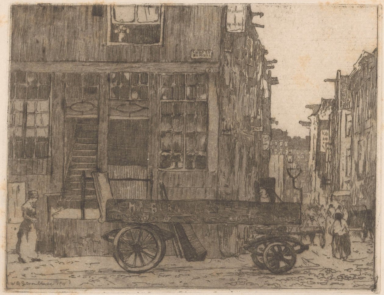 Zwanenburgwal in Amsterdam door Willem Adrianus Grondhout