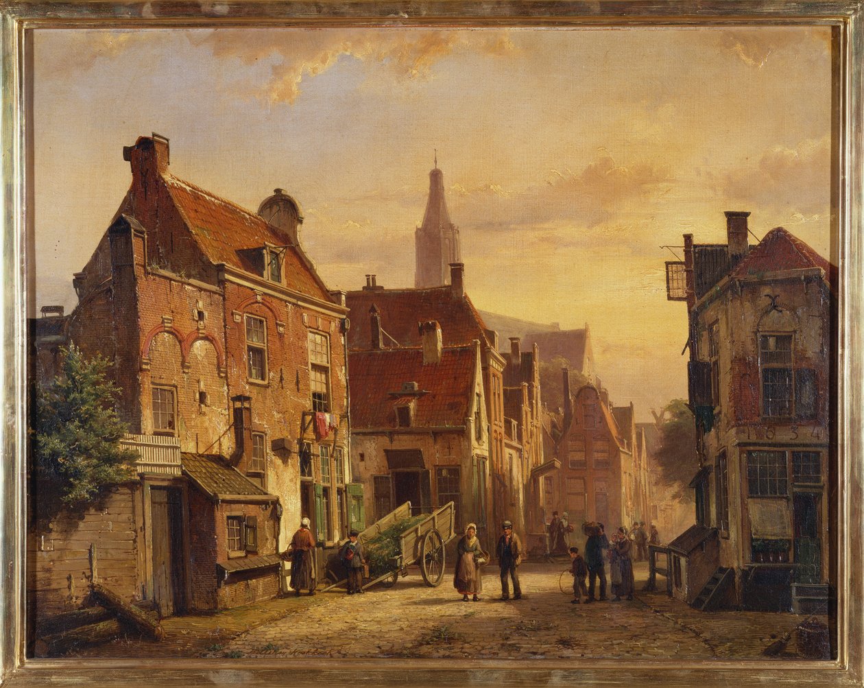 Nederlandse Straatscène door Willem Koekkoek