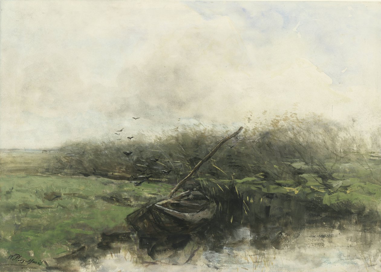 Roeiboot in een sloot door Willem Maris