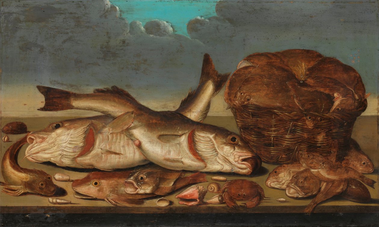 Stilleven met vis door Willem Ormea