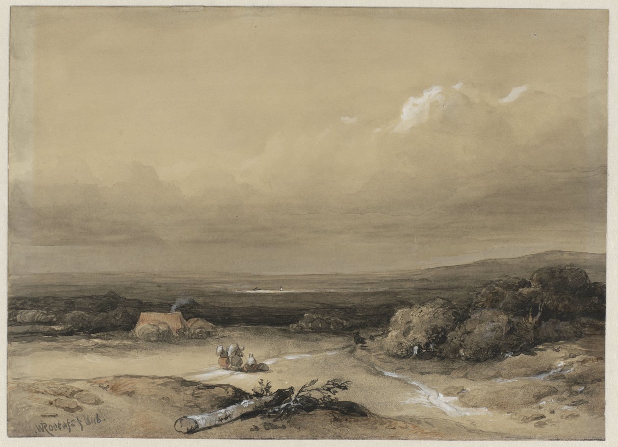 Landschap door Willem Roelofs (I) (signed by artist)