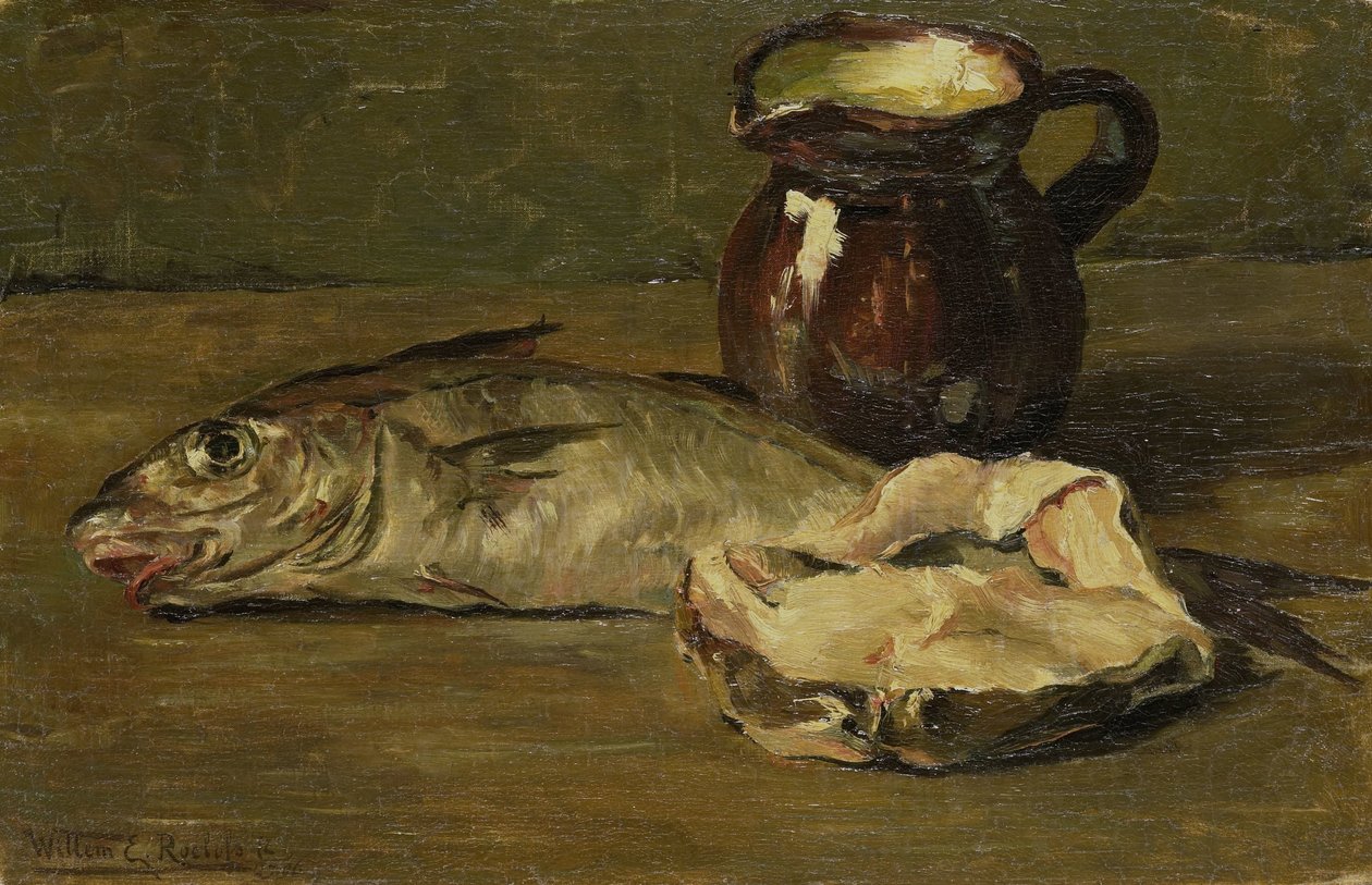 Stilleven met kabeljauw door Willem Roelofs (II)