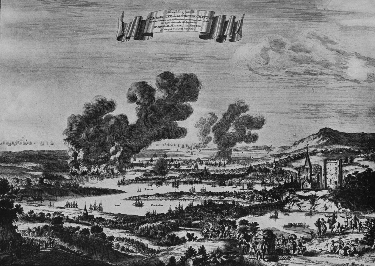 Hollandse aanval op de Theems, ca. 1668 door Willem Schellinks