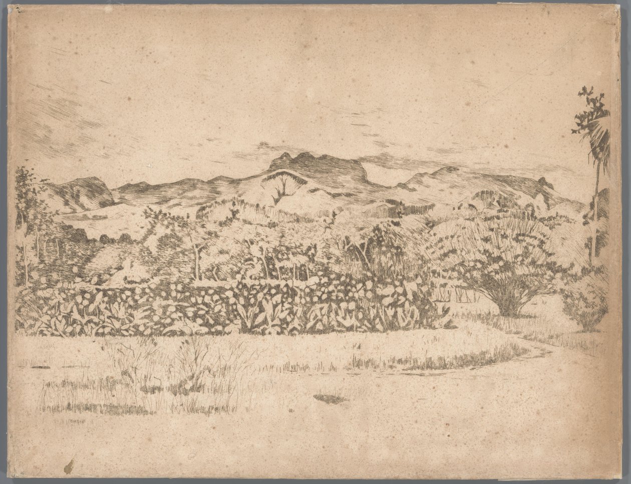 Uitzicht op de vulkaan De Kloet, Gambar door Willem Arnoldus Witsen