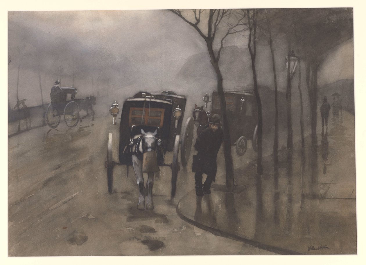 Wachtende rijtuigen, Londen door Willem Arnoldus Witsen