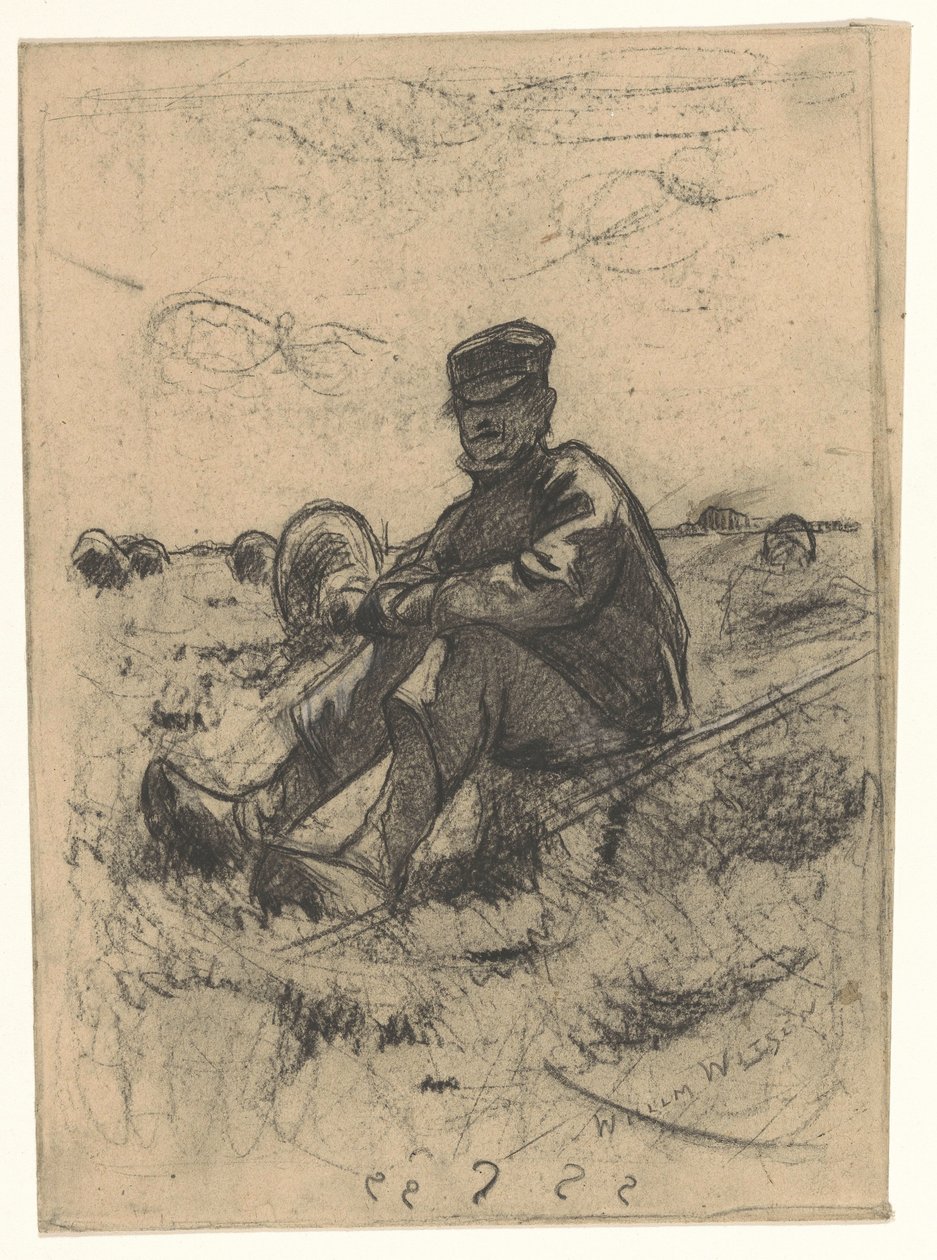 Zittende schaapherder door Willem Arnoldus Witsen