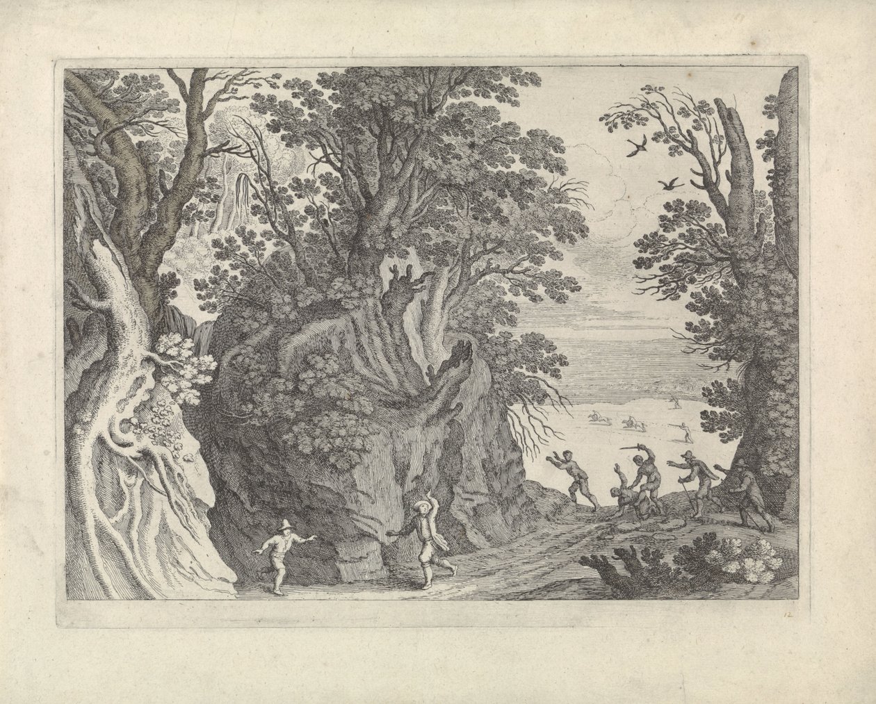 Landschap met een gewapende overval door Willem van Nieulandt (II)