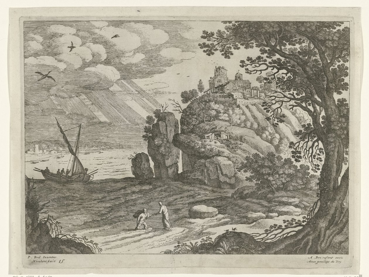 Wonderbare visvangst Italiaanse landschappen (serie) door Willem van Nieulandt (II)