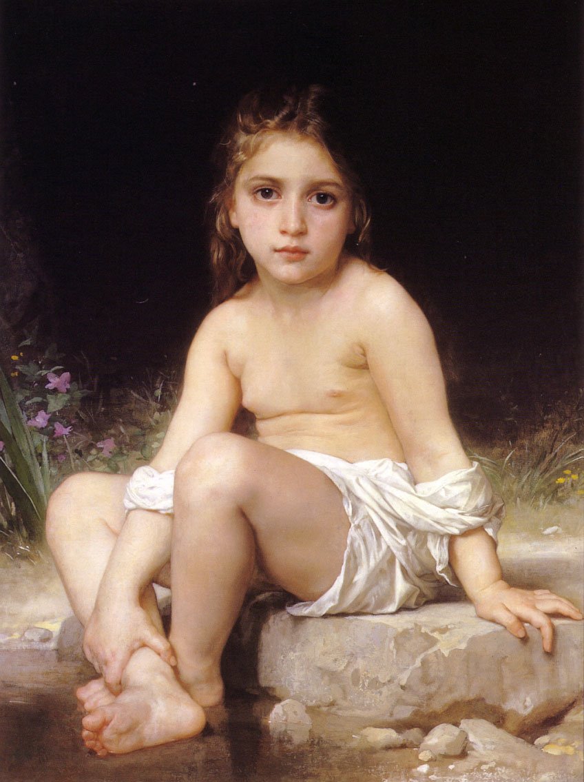 Kind in Bad door William Adolphe Bouguereau