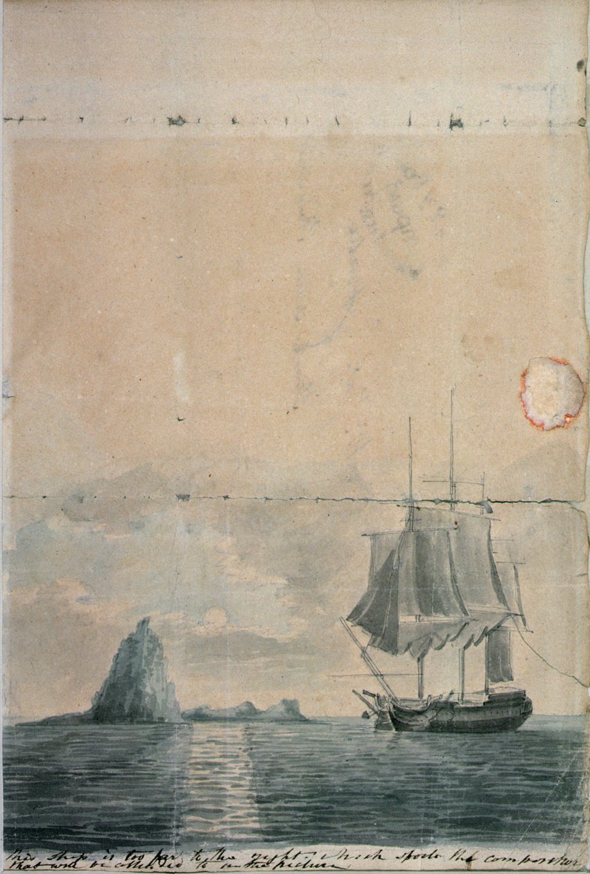 Een zeeschap (schetsontwerp, een van twee) door William Anderson