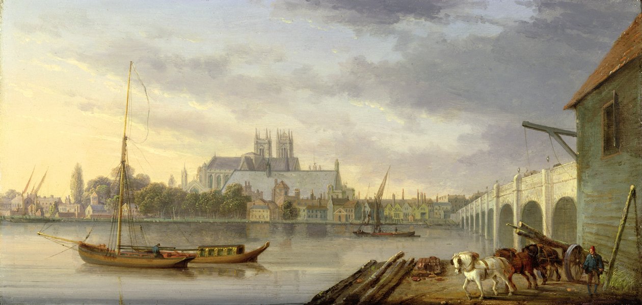 Een uitzicht op Westminster Bridge en de abdij vanaf de zuidkant, 1818 door William Anderson