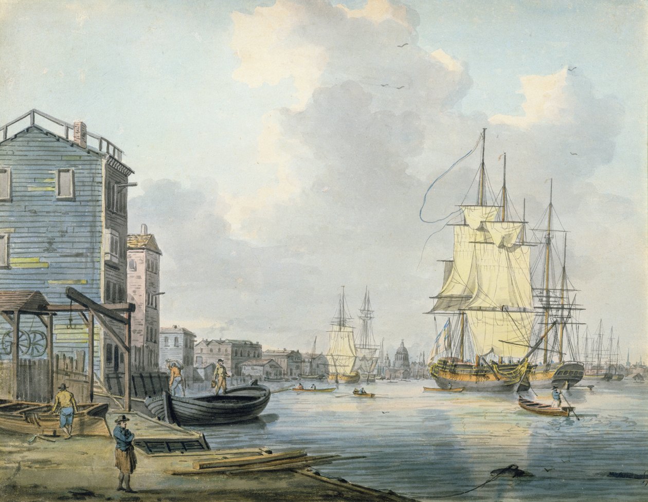 De Theems bij Rotherhithe, 1790s door William Anderson
