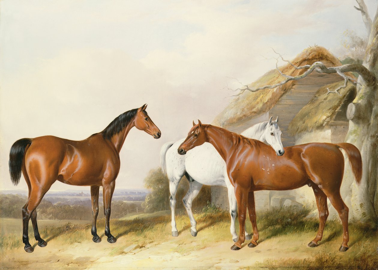 Buiten de stal, 1845 door William Barraud