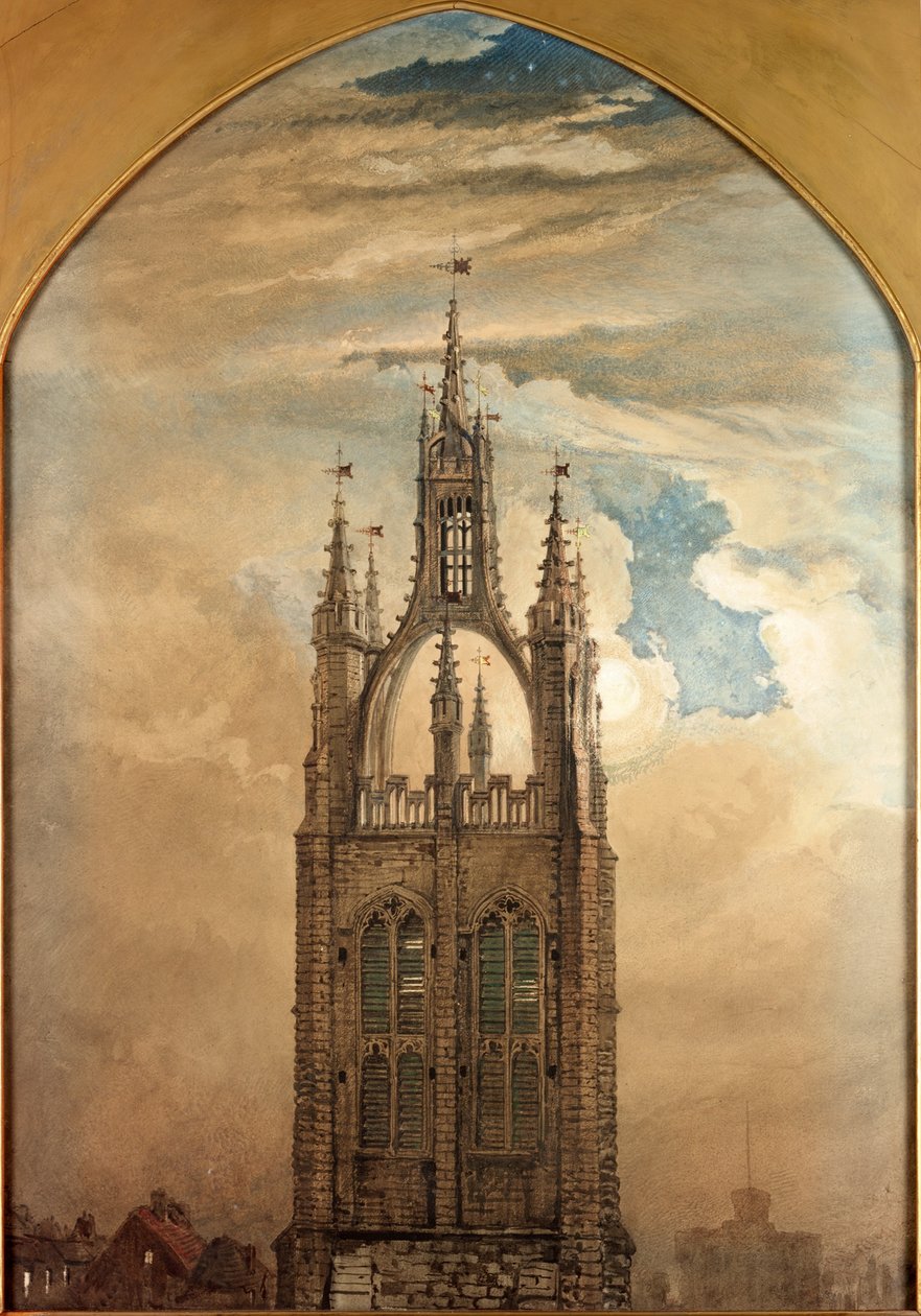 De torenspits van St Nicholas, Newcastle upon Tyne door William Bell Scott