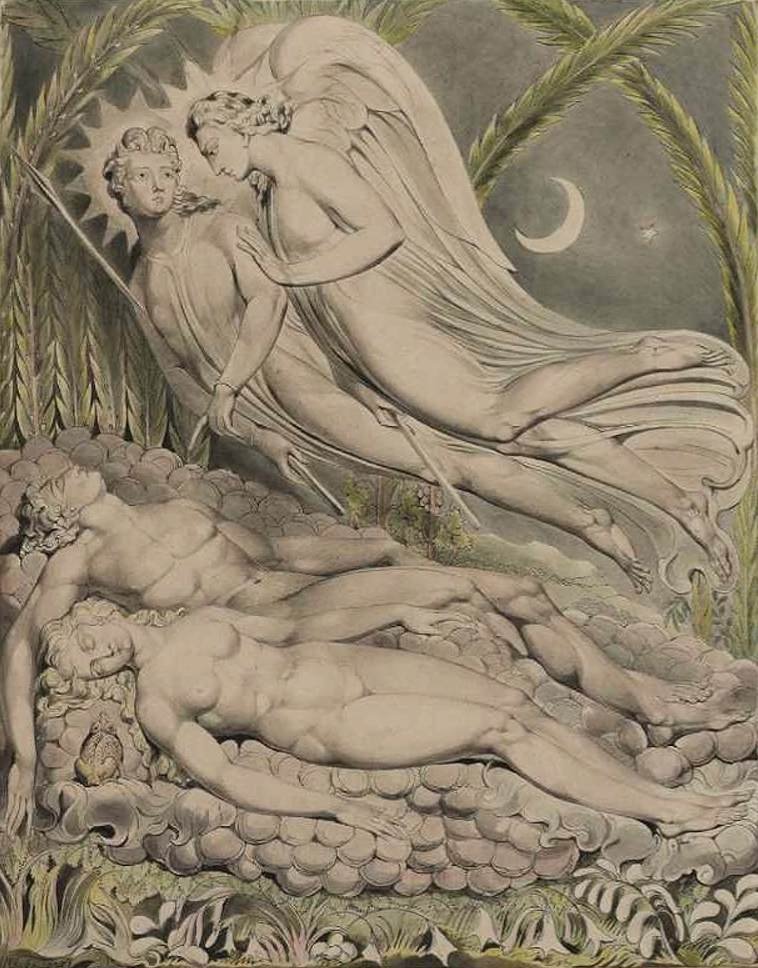Adam en Eva slapen door William Blake