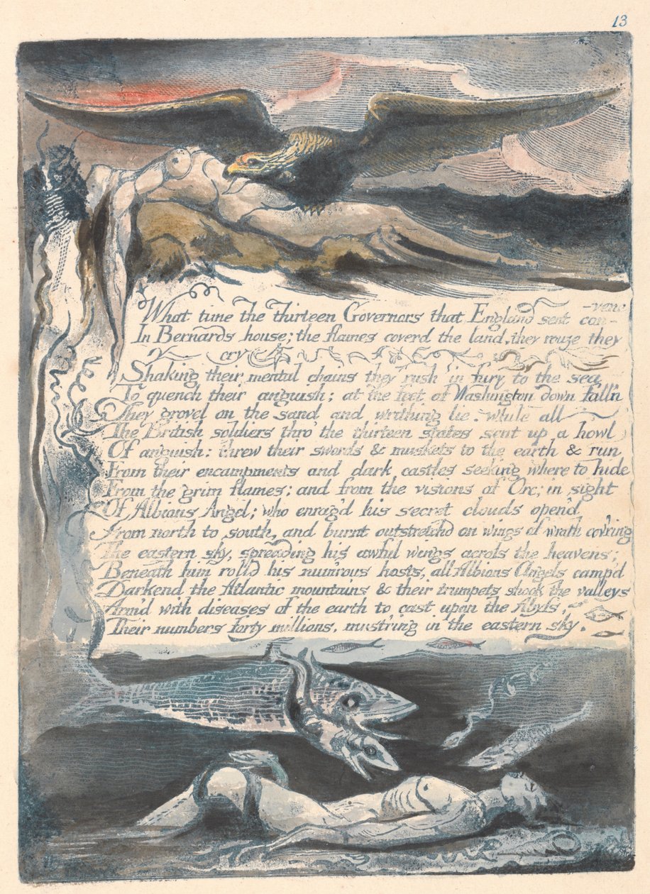 Amerika. Een Profetie, Plaat 15, Toen de Dertien Gouverneurs... door William Blake