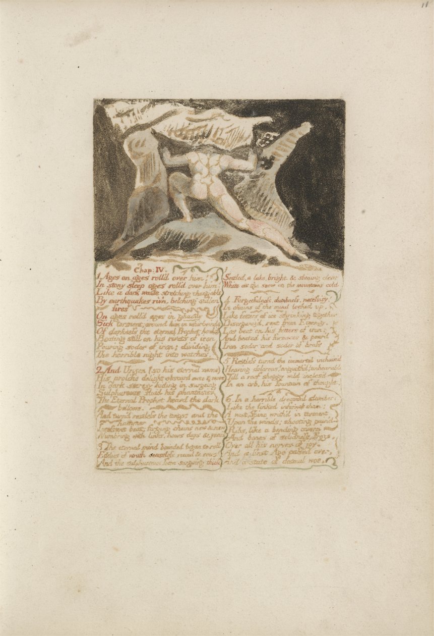 Hoofdstuk IV, Eeuwen op eeuwen rolden over hem..., plaat 13 uit Het Eerste Boek van Urizen, 1794 door William Blake