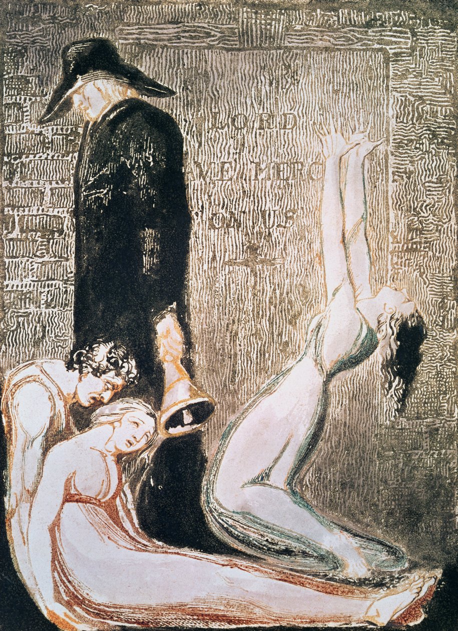 Europa een Profetie; Plaag, c.1794 (reliëf ets, gravure, wc) door William Blake