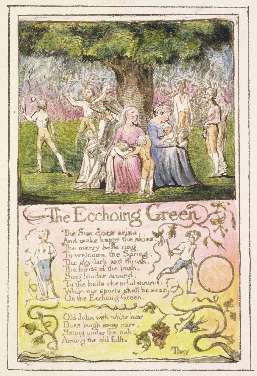 P.124-1950.pt5 The Echoing Green: plaat 5 uit Songs of Innocence and of Experience (kopie R) c.1802-08 door William Blake