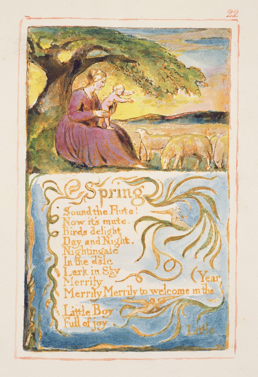 Lente: plaat 22 uit Songs of Innocence and of Experience (kopie AA) c.1815-26 door William Blake