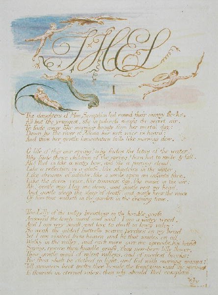 ThelIThe Dochters van Mne Seraphim..., plaat 3 uit The Book of Thel, 1789 door William Blake