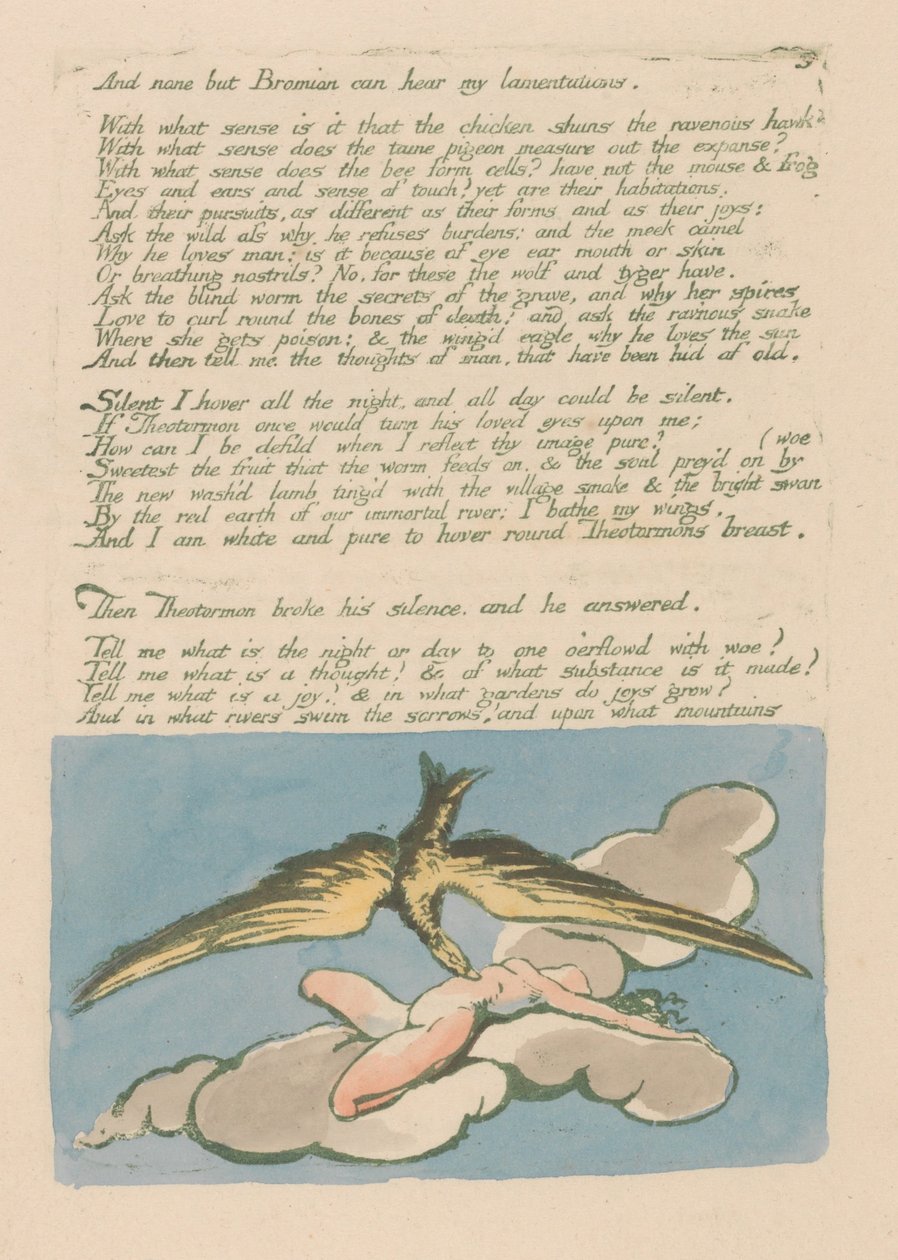 Visions of the Daughters of Albion, Plaat 6, En niemand behalve Bromian . . . . door William Blake