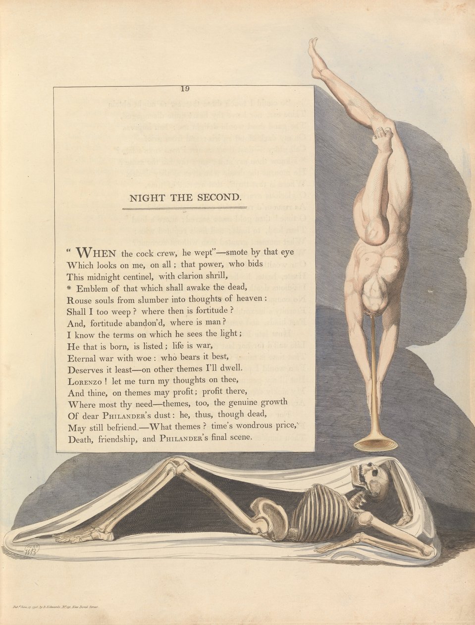 Youngs Night Thoughts, Pagina 19, Symbool van dat wat de doden zal wekken door William Blake
