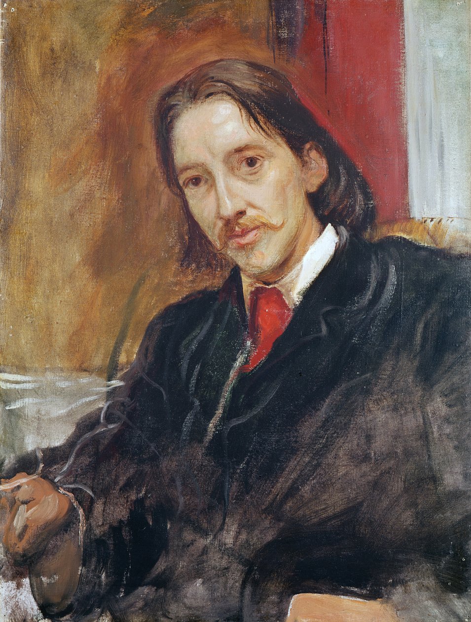 Portret van Robert Louis Stevenson (1850-1894) 1886 door William Blake Richmond