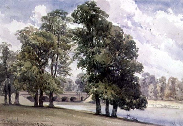 Uitzicht op de Serpentine, Hyde Park door William Callow