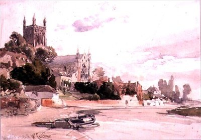 Worcester Cathedral: gezien vanaf de rivier door William Callow