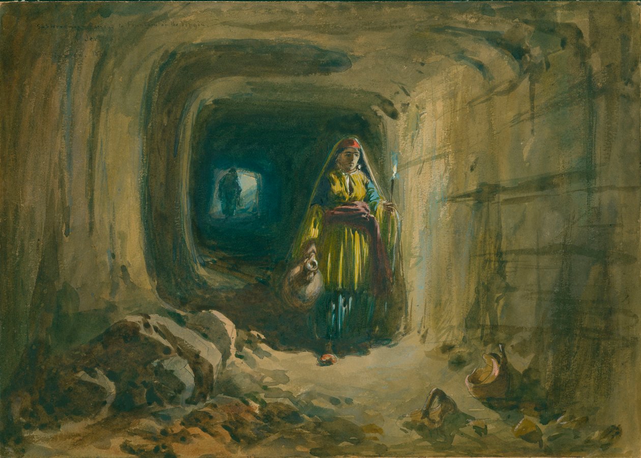 Ondergrondse doorgang naar de Bron van de Maagd, Jeruzalem door William Crimea Simpson