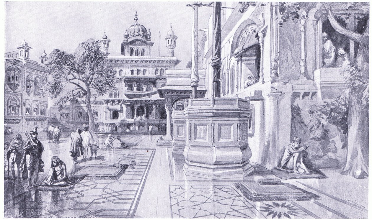 De Akal Bunga bij de Gouden Tempel in Amritsar, 1864 AD door William Crimea Simpson