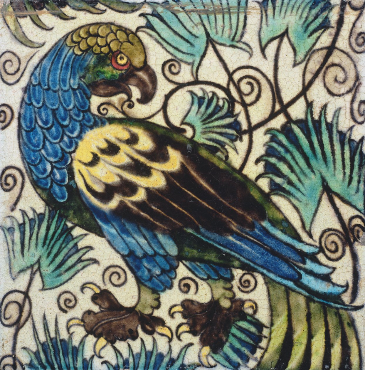 Tegel met vogelontwerp door William de Morgan