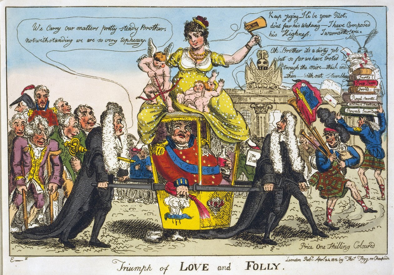 Triomf van liefde en dwaasheid, gepubliceerd 1812 door William Elmes