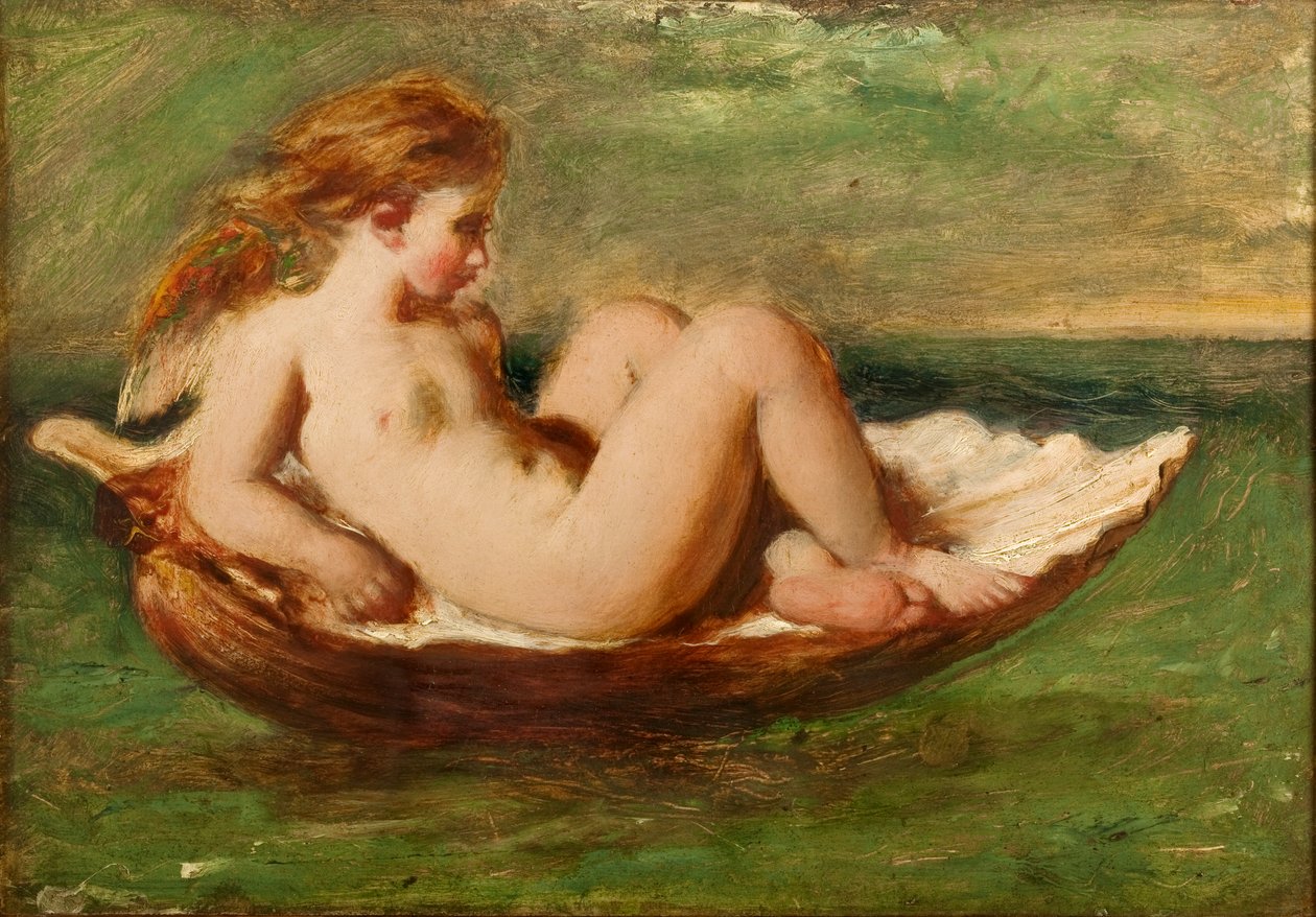 Cupido in een schelp door William Etty
