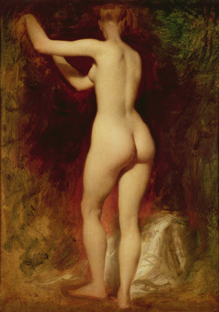 Vrouwelijk naakt van achteren door William Etty