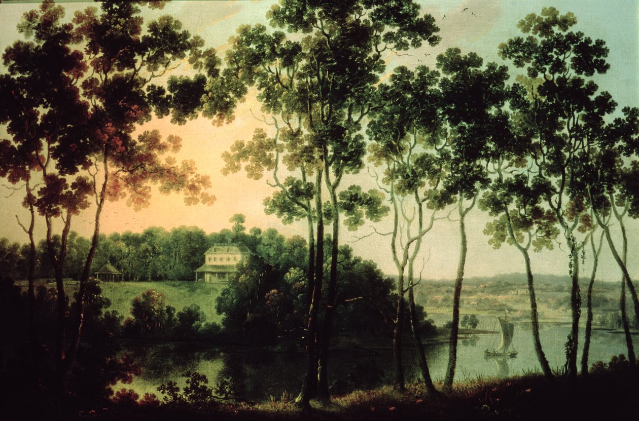 Fairmount en Schuylkill Rivier, 1800 door William Groombridge