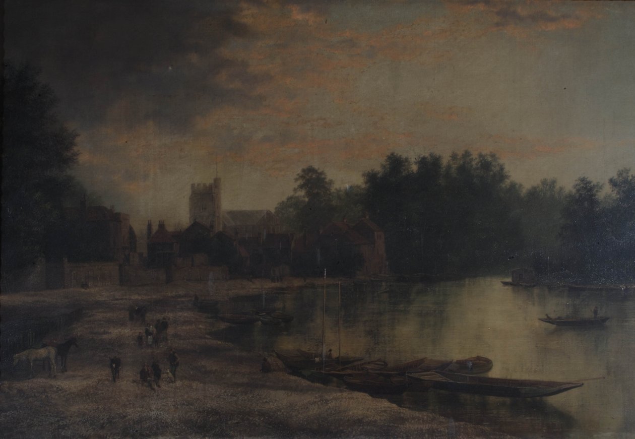 Twickenham Parochiekerk en Eel Pie Eiland, 1821 door William Hardurcke