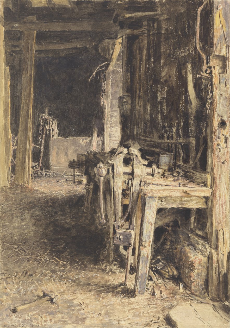 Schuurinterieur, 1836 door William Henry Hunt