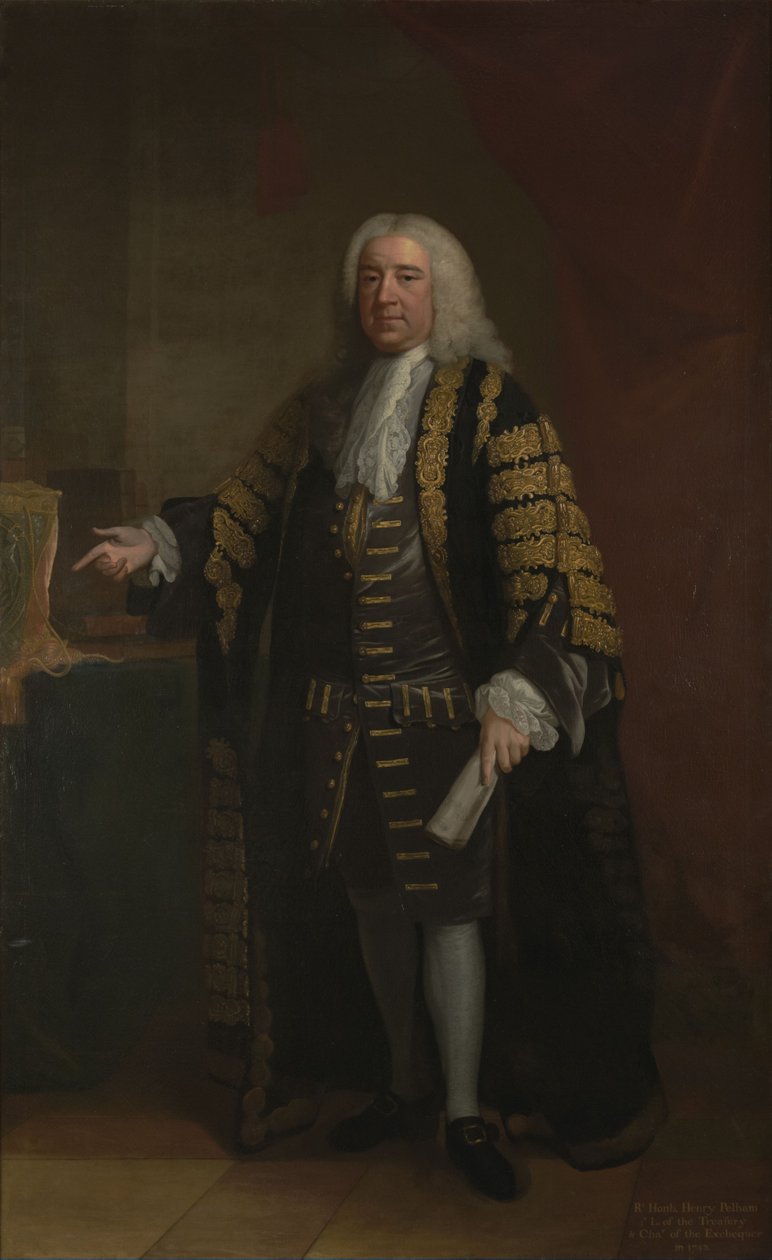 Portret van Henry Pelham, Britse premier (1694-1754) door William Hoare