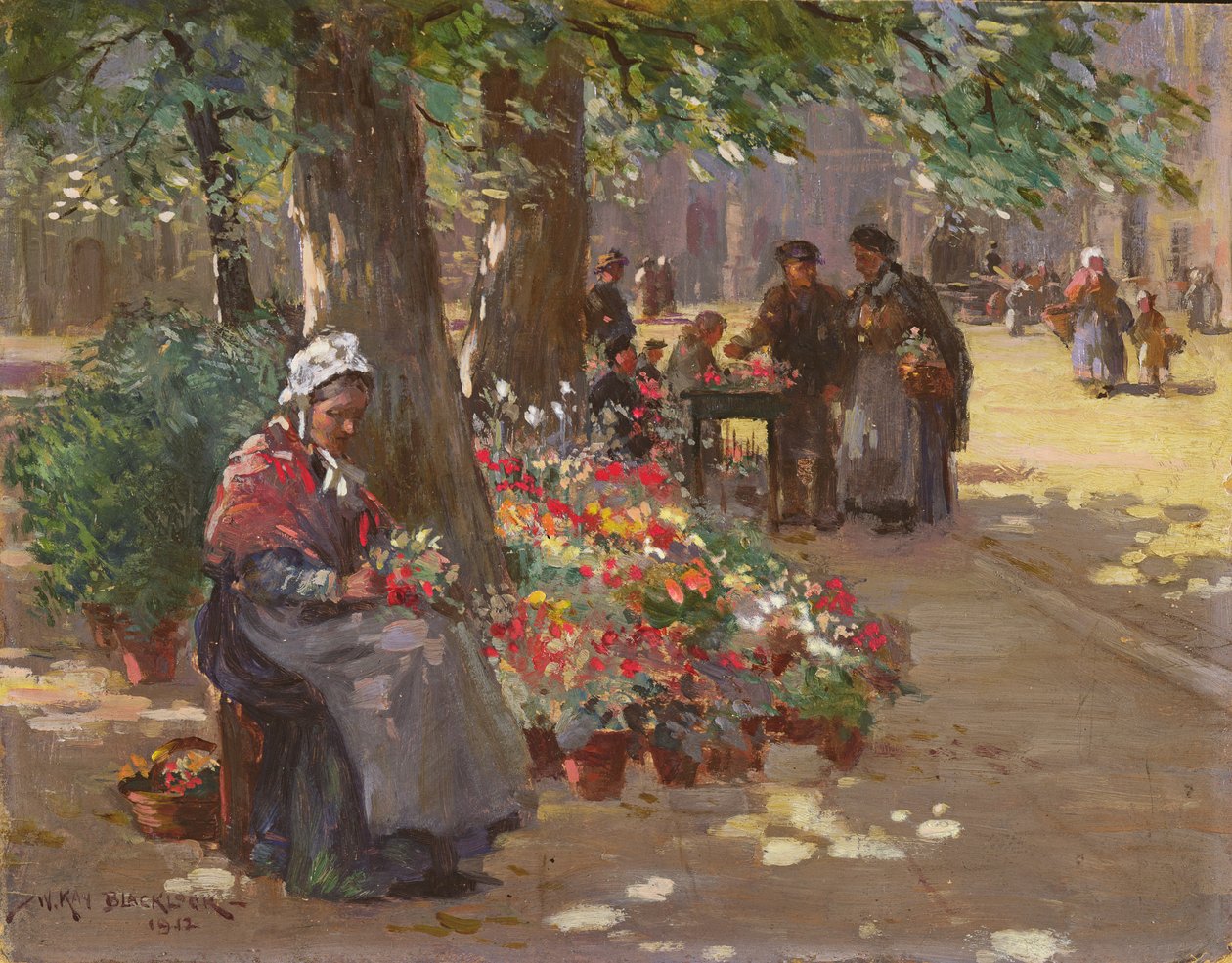 De bloemenverkoopster, 1912 door William Kay Blacklock