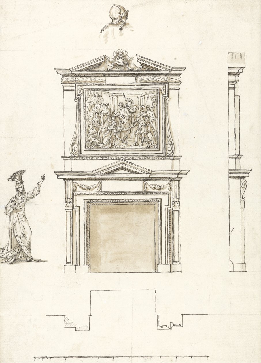 Ontwerp voor Schouwstuk in de Hal bij Stowe, c.1733 door William Kent