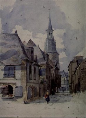 Een Straat in Dinan, Frankrijk door William Linnaeus Casey