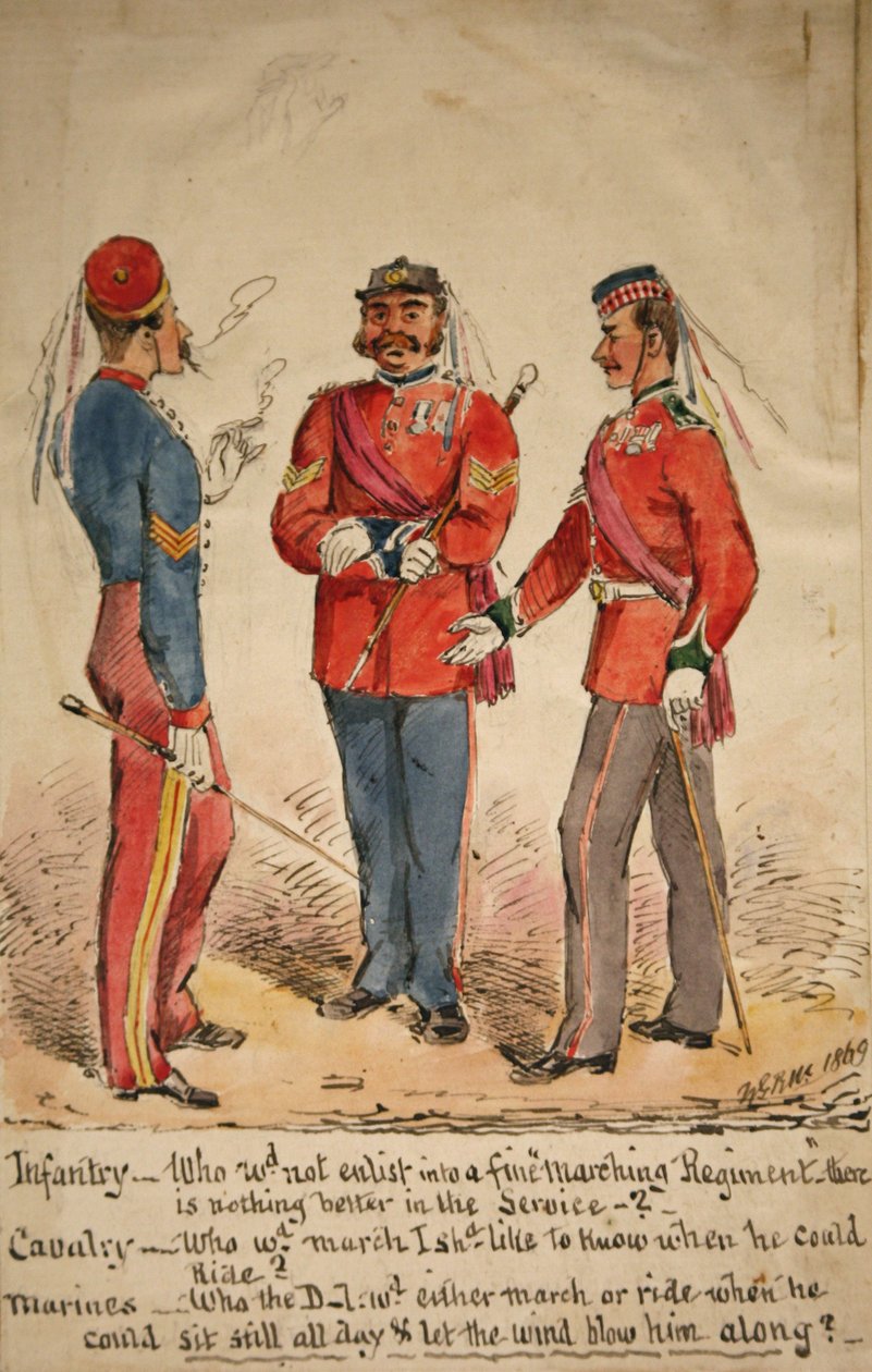 Infanterie, Cavalerie en Mariniers Discussie, 1869 door William Masters