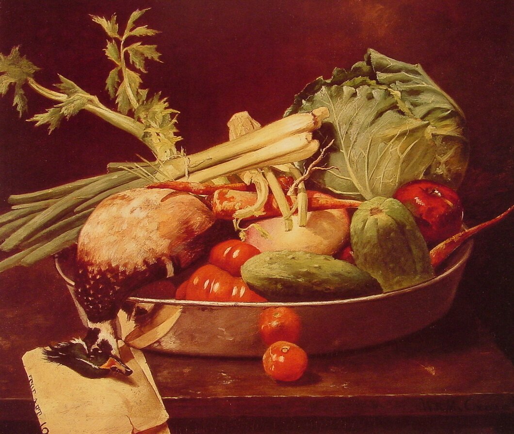 Stilleven met Groente door William Merritt Chase