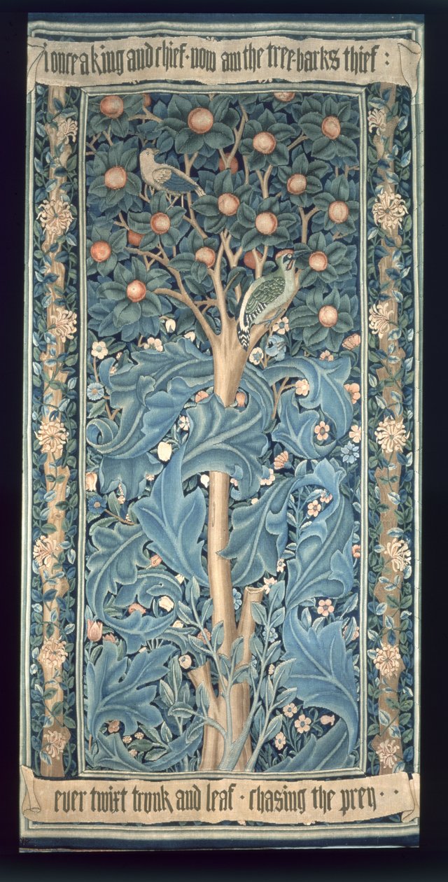 De specht-tapijt, ontworpen door William Morris door William Morris