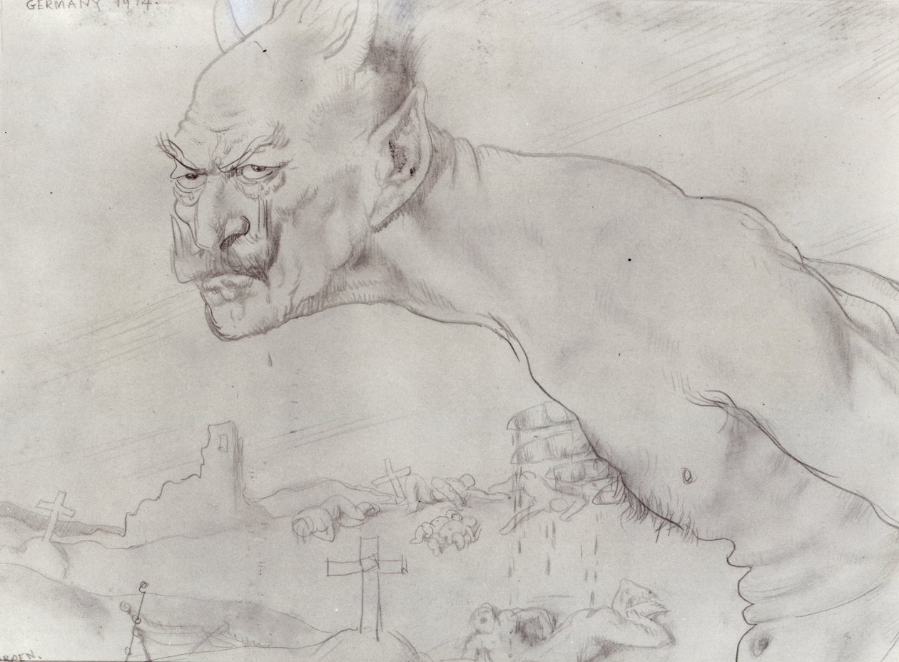 Kaiser Wilhelm als de Duivel, 1914 door William Orpen